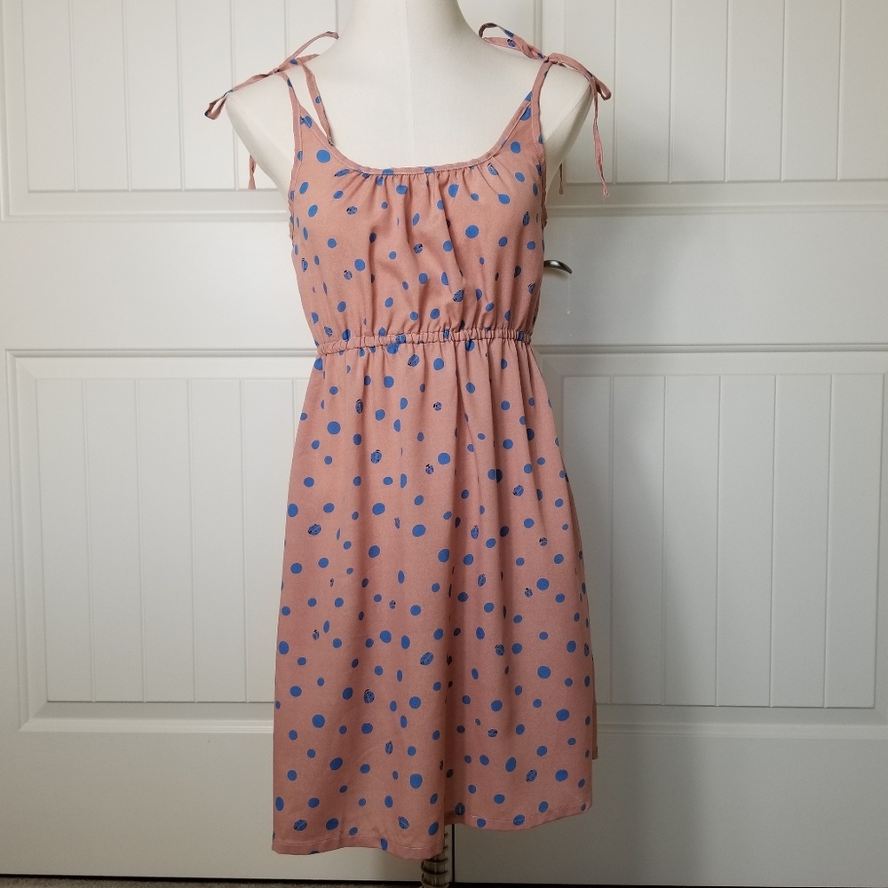 3/$20 Polka Dot Ladybug Tie Shoulder Sun Dress M